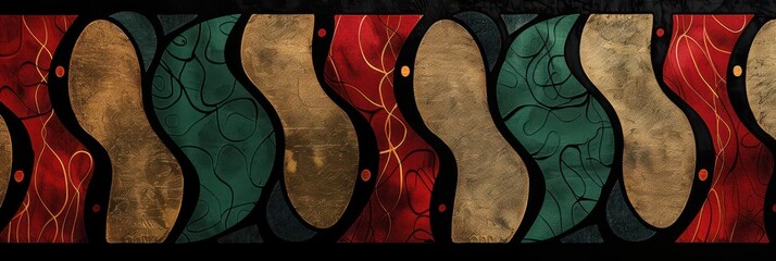 Vibrant Kwanzaa background with colorful patterns for festive decorations. Juneteenth freedom day. Horizontal banner. Copy space. Black History Month