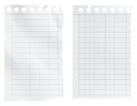 Torn notebook paper edges with punched holes isolated PNG