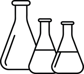 Science beakers line art transparent background