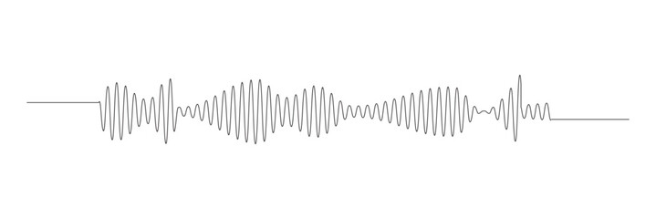 Sound line wave music audio icon one art voice continuous hand. Wave podcast line sound soundwave noise sketch drawn drawing doodle outline recording frequency vocal waveform microphone