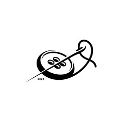 button and sewing needle designs, handmade workshop logo
