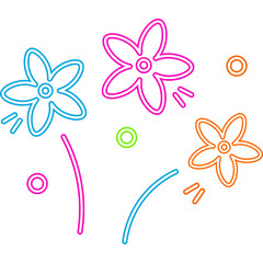 Neon Flower Doodle Decoration