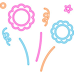 Neon Flower Doodle Decoration