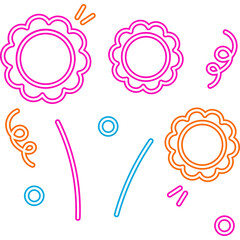 Neon Flower Doodle Decoration