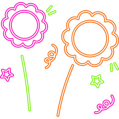 Neon Flower Doodle Decoration