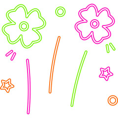 Neon Flower Doodle Decoration