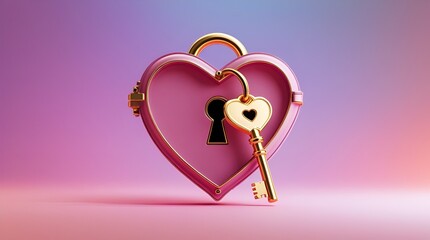 Phoenix Heart-Shaped Lock with Intricate Details and Golden Design
