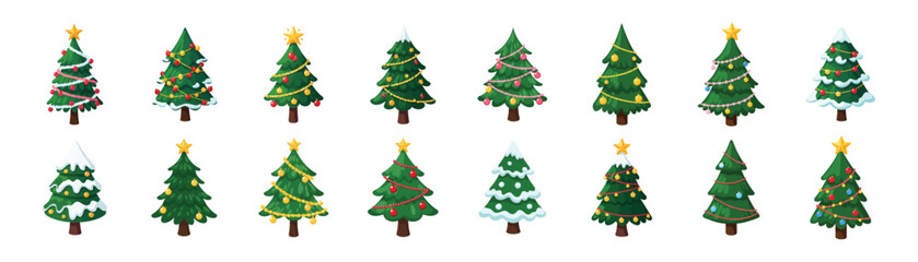 Various Christmas Trees Festive Holiday Decorations for Celebrations and Joy