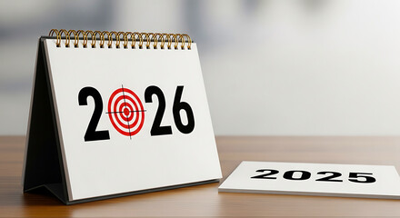 2026 Happy New Year Calendar Concept | Business Target, Budget Planning & Year Change from 2025