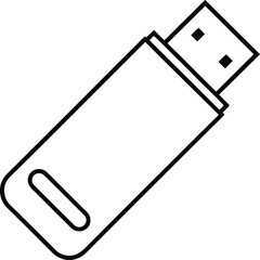 USB flash drive line art transparent background