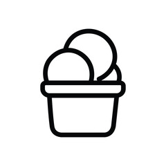 Ice cream cup line icon, outline illustration with two scoops in a cup or bowl, representing gelato, frozen dessert, or sweet cold treat concept