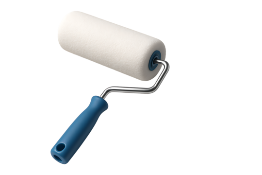 Professional tool for painting walls, featuring a pristine paint roller for home improvement, interior design, and renovation projects