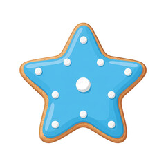 Delightful star shaped cookie with blue icing and white dots
