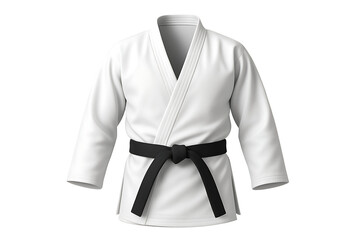3D render of a traditional martial arts uniform (dobok or judogi) for training in judo, karate, or taekwondo, displayed as if on an invisible mannequin.