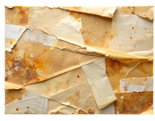 Faded sticker residue texture isolated on transparent background, adhesive paper mark 