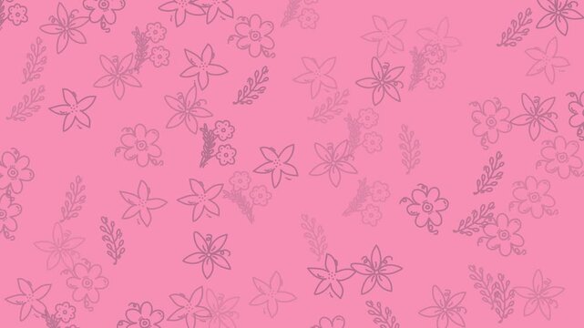 Beautiful pink floral and leafy patterns with light gray outlines, perfect for spring designs, greeting cards, stationery, and invitations.