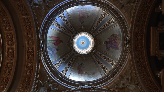 The ornate ceiling in Gozo, Malta, displays remarkable artistry and craftsmanship, reflecting the island&rsquo;s deep spiritual heritage and baroque elegance.