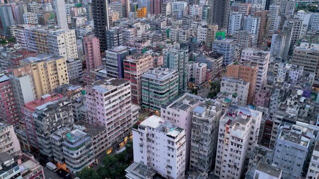 Sham Shui Po Tong Lau circle aerial Hong Kong 