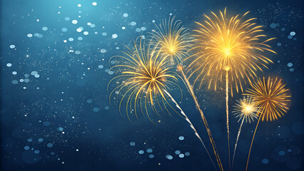 Colorful abstract pyrotechnics display celebrating the holiday night sky