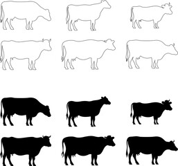 cow farm icon silhouette vector illustration 