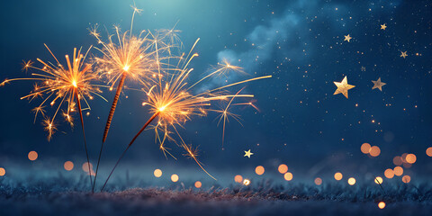 A vibrant explosion of fireworks lights up the green grass under the night sky for a festive celebration