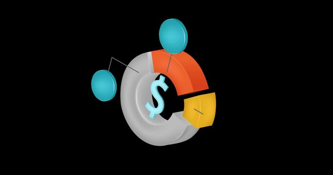 Pie chard animation concept illustration