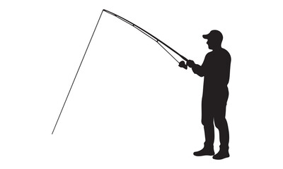 Obraz premium Fisherman casting rod silhouette