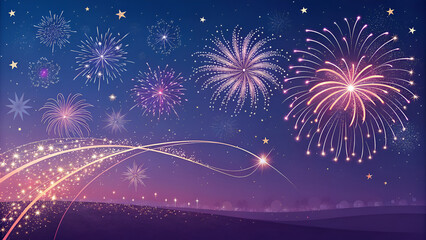 Bright fireworks light up the dark night sky during a holiday celebration