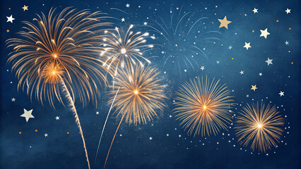 Spectacular abstract pyrotechnics light up the night sky during the new year celebration