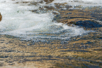 秋の川　秋の日差しで輝く清流の流れ163