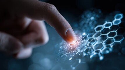 Digital interface interaction sparks innovation in technology and science during a futuristic exploration