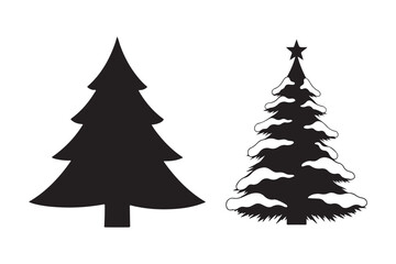 Fototapeta premium Christmas tree silhouette vector illustration, Set of Christmas tree silhouette 
