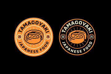 Tamagoyakoi japanese food retro badge logo design set for restaurant. Rolled omelette vintage emblem element pack for culinary. Asian egg roll rustic patch graphic design for cafes
