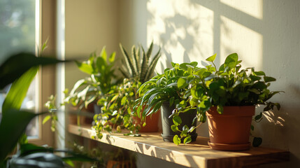 Serene Indoor Plant Display for Wellness and Home Living