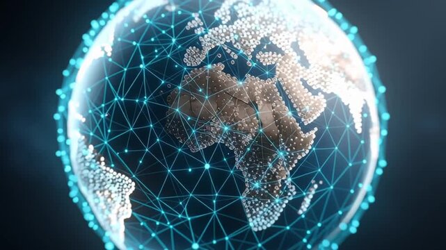 Global Network of Interconnected Data Visualized Through Stunning AI Powered Technology Showcases Connectivity and Innovation Across Earth in Digital Representation of Our Modern World