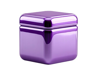 Polished purple cube container with smooth rounded edges
