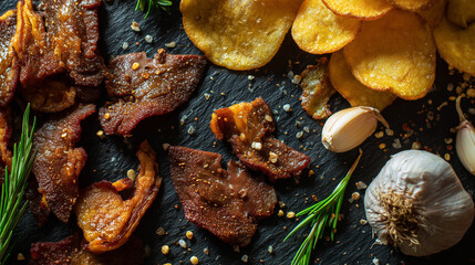 Modern Internet Meme Food Styling: Liver Chips and Garlic