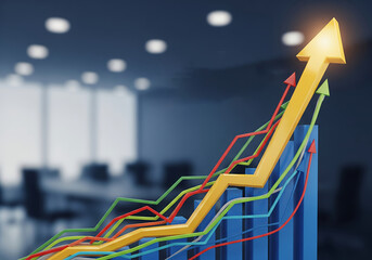 business graph with arrow The Graph of Success	
