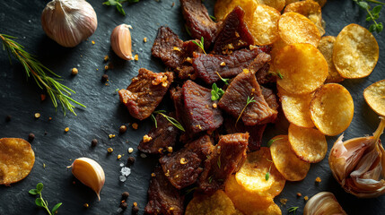 Modern Internet Meme Food Styling: Liver Chips and Garlic