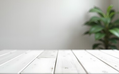 White wood top table over office blurred background. High quality