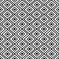 Vector seamless black and white doodle pattern with rhombuses. Основные RGB