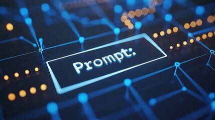 Digital prompt on futuristic ai background. Support Assistant Virtual Character