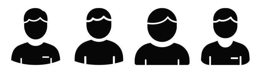 user minimal flat icon set, black color and white background