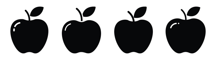 apple minimal flat icon set, black color and white background