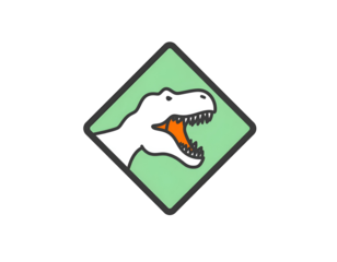 Dinosaur Warning Sign Illustration with TRex Head.