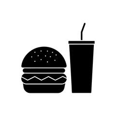 Burger and a soda on transparent background