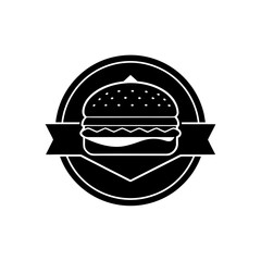 Burger emblem icon on transparent background