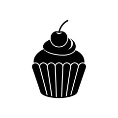 Cupcake with cherry on transparent background