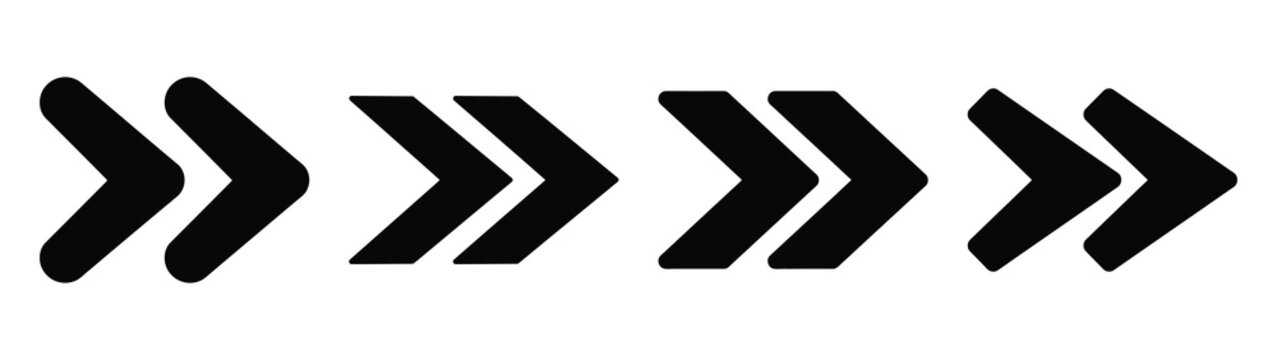 forward arrow minimal icon set, black color and white background