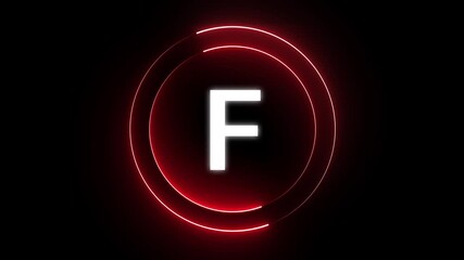 neon circle countdown timer with Animated neon letter F Letter concept. Ftext icon animation by glowing neon. - Powered by Adobe